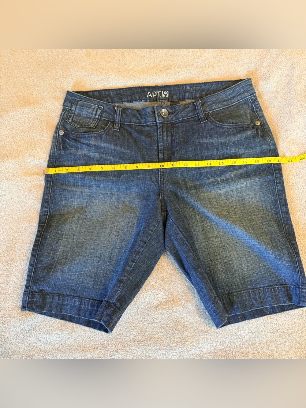 Apt. 9 Dark Wash Denim Bermuda Shorts | Size 12 | Stretch Cuffed - Picture 5 of 6